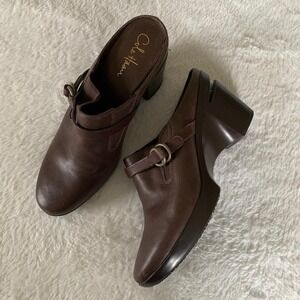 Women's 9B Vintage Cole Haan x Nike Air Y2K Brown Leather Chunky Platform Clogs